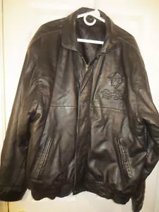 RICHARD PETTY EMBOSSED SIGNATURE BLACK LEATHER JACKET SIZE 2XL - Picture 1 of 9
