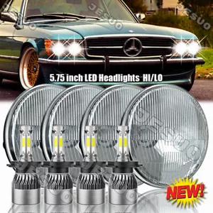 Fit Mercedes-Benz 380SL 450SL 560SL 4PCS 5.75" Round LED Headlights Hi/Lo Beam - Picture 1 of 17