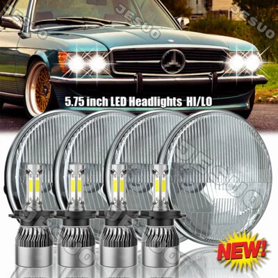 Fit Mercedes-Benz 380SL 450SL 560SL 4PCS 5.75" Round LED Headlights Hi/Lo Beam - Image 1 of 4