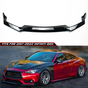 For Infiniti Q60 17-22 JDM RS Style Double-Deck Front Bumper Lip Splitter Blk - Imagen 1 de 21