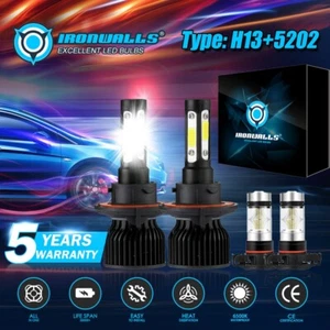 Combo Kit H13 5202 LED Headlight Fog Light White for GMC Yukon XL 1500 2007-2014 - Picture 1 of 12