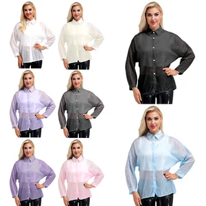 Women Shirts Daily Jacket Street Blouses Meeting Cardigan Cover Up Long Sleeve - Picture 1 of 105