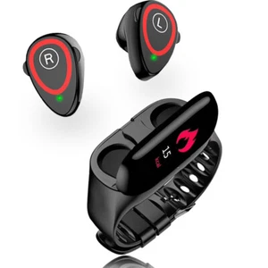 NEW!! Bluetooth 5.0 Smart Watch + Earbuds 2 in 1 Sporty Universally Compatible - Picture 1 of 5