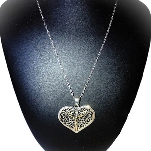 Collana Lavaggi Argento Sterling 925 Angelo della Riconciliazione Cuore Ciondolo ~18" - Foto 1 di 13