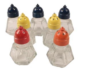 Lot of 7 Individual Salt and Pepper Shakers with Metal Tops - Picture 1 of 5