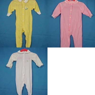LOTE DE 3 Pijamas De Colección Footie Snap-Up FLANELA DIFUSA DE NAILON SUAVE Bebé Infante S/M/L Foto 1 de 4
