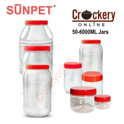 SUNPET Plastic Storage Jar Sample Containers Pots With Screw Top Lids For Herbs Spices