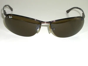 63[]15 RAY BAN RB3179 TOP BAR 014/73 BROWNISH OLIVE HALF RIMLESS WRAP SUNGLASSES - Picture 1 of 11