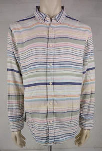 Carbon 2 Cobalt multicolor striped Cotton long sleeve button up shirt mens XL - Picture 1 of 7
