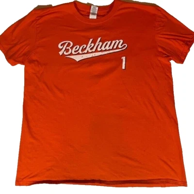 Camiseta Beckman Para Hombre Estilo Suave Anillo Hilado #1 Naranja XL Foto 1 de 4