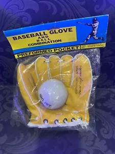 Vintage 80s Baseball Glove And Rubber Ball Sealed Made In Hong Kong - Picture 1 of 5