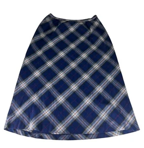 Elisabeth Liz Claiborne Plaid Midi Skirt Women's 20 Blue White Red Elastic Waist - Picture 1 of 5