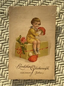 1933 Germany Congratulations New Year Postcard 1930 Paul Von Hindenburg Stamp - Picture 1 of 2