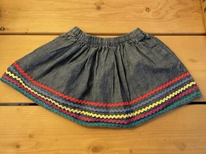Tea Collection Girls Chambray Ric Rac Ribbon twirl skirt With Pockets, Size 6 - Picture 1 of 3