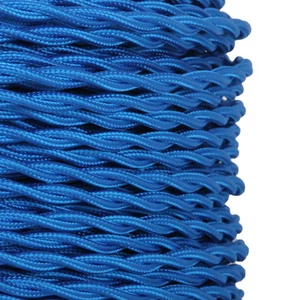 3 NÚCLEOS ELÉCTRICO AZUL - ANTIGUA LÁMPARA DE TELA TRENZADA TRENZADA CABLE FLEXIBLE - Imagen 1 de 2