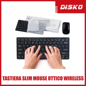 TASTIERA SLIM MOUSE OTTICO WIRELESS MINI SENZA FILI 2.4 GHZ KIT PC COMPUTER - Foto 1 di 3