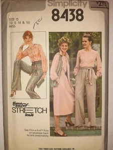 Blouse Pants Vest Sash Simplicity 12 14 16 VTG 70s Sewing Pattern 8438 UC Knit - Picture 1 of 6