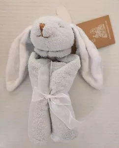 Angel Dear Baby Blue Lovey Eyes Closed Bunny Rabbit Plush Security NEW - Picture 1 of 5