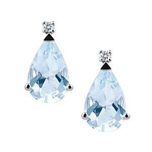 Orecchini Earrings Gold 18 Kt Oro Bianco Con Acquamarina E Diamanti Diamond - Imagen 1 de 12