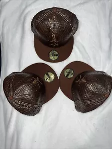LOTE DE SOMBRERO NEW ERA x3: HOUSTON ASTROS CUERO ACOLCHADO MARRÓN VENDIDO COMO ESTÁ - Imagen 1 de 12