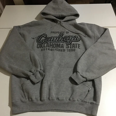 Vintage Oklahoma State Cowboys Russell Mens Large Gray Sweatshirt Hoodie Cover