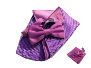 Completo uomo rosa viola papillon e pochette set cerimonia eleganza made italy - Imagen 1 de 9