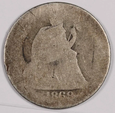 1869 Liberty Seated Dime.  Circulated.  177815 Cover