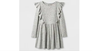 Girls Long Sleeve Ruffle Dress - Cat & Jack™ Heather Gray XL - Picture 1 of 1