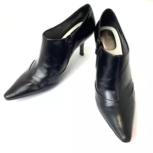Calvin Klein Dixie Pointed Toe Ankle Shoes Booties Women's 6M Black Leather - Picture 1 of 9