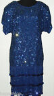 SCARLA MILAN PARIS LOS ANGELES Vintage Sequin Dress M 8 Royal Blue Beads Wiggle 
