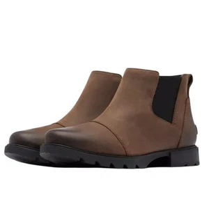 Stivaletto SOREL donna Emelie III Chelsea US 9 pelle marrone impermeabile nuovo con scatola - Foto 1 di 12