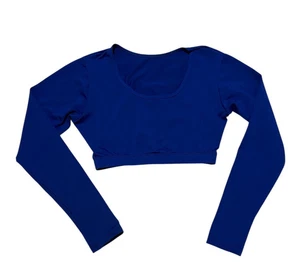 Varsity Spirit Scoop Neck Midriff Long Sleeve Top YL Royal Blue Cheer Uniform - Picture 1 of 4
