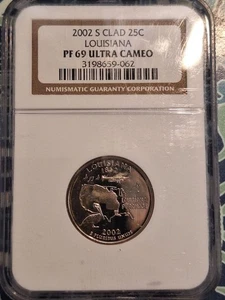 2002 S LOUISIANA STATE QUARTER NGC PF 69 ULTRA CAMEO - Picture 1 of 4