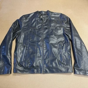 Levis Faux Leather Jacket Adult Medium Black Full Zip Zipper Motorcycle Mens - Picture 1 of 11