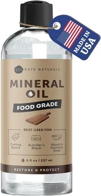 Aceite mineral para tabla de cortar madera, bloque de carnicero y cuchillo. Mineral de grado alimenticio Foto 1 de 4