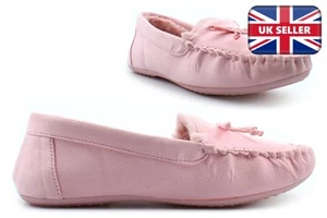 Ladies Moccasin Slippers Womens Moccasins Ladies Slip On Slippers Pink Slippers - Picture 1 of 6