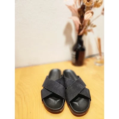 Rothy's Women's Black Cross Strap Slide Sandals Size 8.5 Washable Eco Friendly - Image 1 of 4