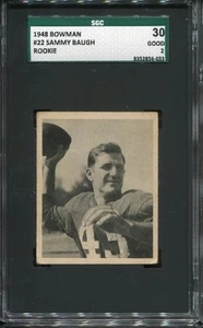 1948 Bowman #22 Sammy Baugh Washington Redskins – Rookie Card - SGC 30 Good 2 - Picture 1 of 2
