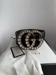Gucci Extra Wide Calfskin Crystal Double G Waist Belt Brand New Never Worn - Picture 1 of 5