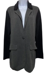Lauren Ralph Lauren Suéter Mujer XL Gris Negro Tejido Blazer Abrigo Un Botón - Imagen 1 de 11