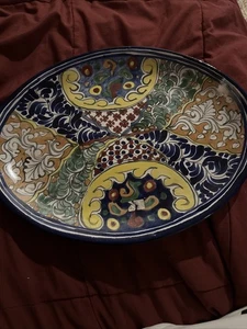 Mexican Pottery Oval Plate Talavera Decorative Platter Wall Hanging Ceramic LN - Picture 1 of 6