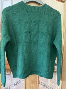 100% Schurwolle Pullover, P2P 60 cm Länge 53 cm Grün L - Bild 1 von 10
