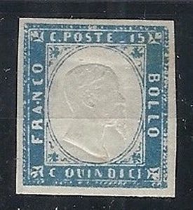 1863 REGNO EFFIGIE 15 CENT COBALTO LATTEO MH * - RR12616 - Picture 1 of 1