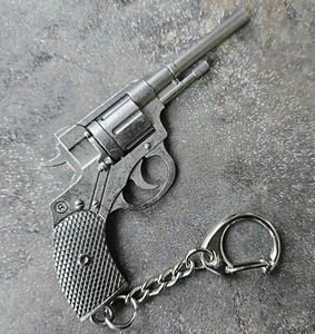 Grey Metal Model Revolver Pistol Hand Gun Keyring Gift Idea UK Seller Free P&P - Foto 1 di 4