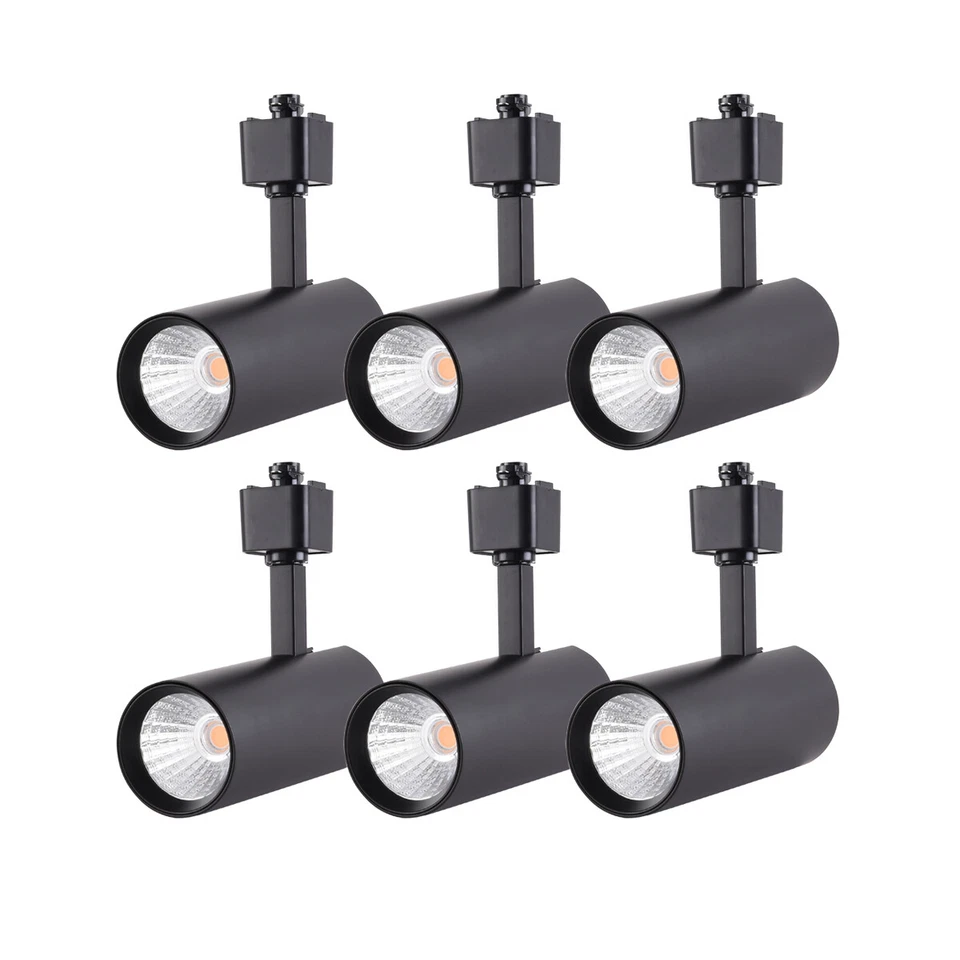 Pack de 6 cabezales de iluminación LED de pista de 16,5 W compatibles con acabado negro tipo H 3000K Foto 1 de 4
