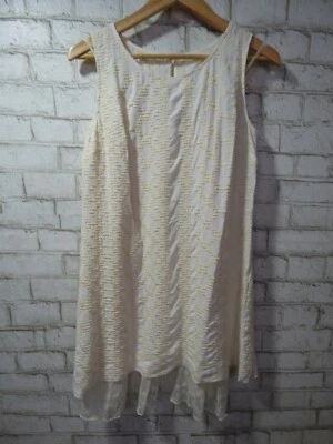 $298 Vestido sin mangas Johnny Was bordado crudo y dobladillo de encaje sin cordones S NUEVO J760 Foto 1 de 4