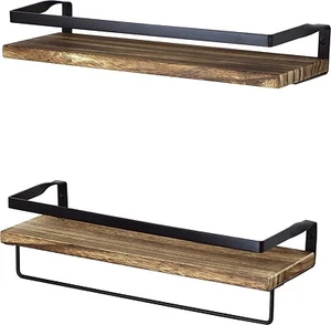 Shelf Set for Bathroom/Kitchen Rustic Brown Floating Shelves-Wall Mount-2 X Set! - Picture 1 of 6