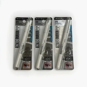 Lot Of 3 Maybelline New York Tattoo Studio Eye Liner 970 POLISHED WHITE - Picture 1 of 5