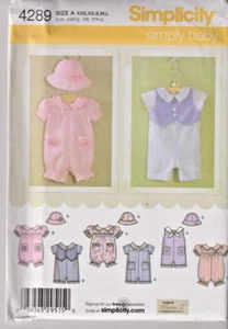 4289 SIMPLICITY - ROMPER & HAT - Infant Sz XXS/XS/S/M/L - Picture 1 of 2