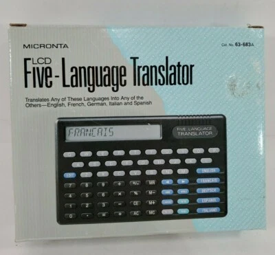 Micronta LCD Five Language Translator In Box Vintage 90s EUC 63-683A - Image 1 of 4